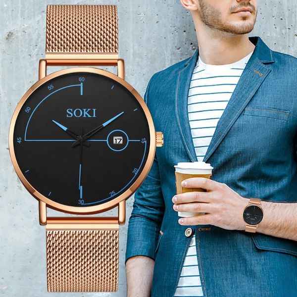 wristwatches soki fashion men's watch quartz casual ultra-thin mesh steel band calendar relogio masculino, Slivery;brown
wristwatches soki fashion men's watch quartz casual ultra-thin mesh steel band calendar relogio masculino, Slivery;brown