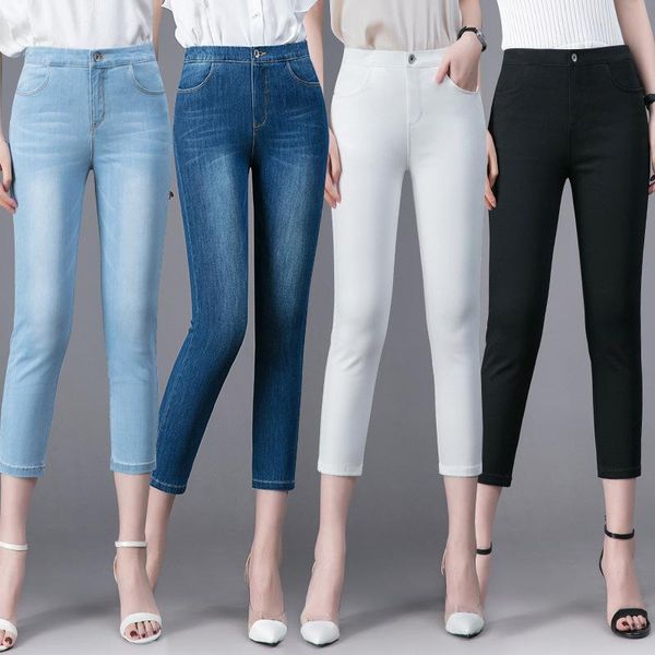 women's jeans summer high waist pencil pants thin plus size elastic slim ladies cropped trousers for women 2021, Blue
women's jeans summer high waist pencil pants thin plus size elastic slim ladies cropped trousers for women 2021, Blue
