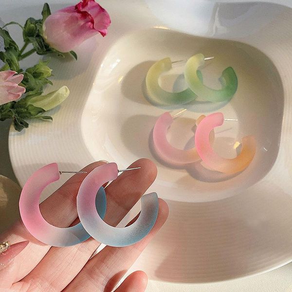 hoop & huggie korean sweet multicolor pattern acrylic resin earrings geometric semicircular c-shaped for women girl wholesale, Golden;silver
hoop & huggie korean sweet multicolor pattern acrylic resin earrings geometric semicircular c-shaped for women girl wholesale, Golden;silver