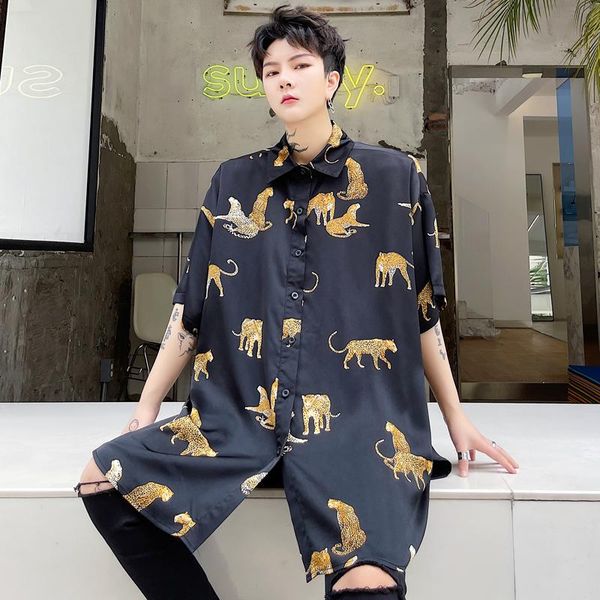 men's casual shirts streetwear fashion short sleeve dress shirt male leopard animal pattern loose oversize man, White;black
men's casual shirts streetwear fashion short sleeve dress shirt male leopard animal pattern loose oversize man, White;black