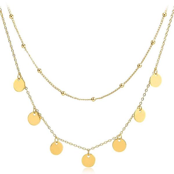 pendant necklaces multi layer stainless steel thin bead chain coin disc choker for women girls round tassel necklace fashion jewelry, Silver
pendant necklaces multi layer stainless steel thin bead chain coin disc choker for women girls round tassel necklace fashion jewelry, Silver