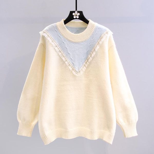 women's sweaters lace patchwork knitted women sweater pullovers autumn winter 2021 loose thicken warm female outwear coats, White;black
women's sweaters lace patchwork knitted women sweater pullovers autumn winter 2021 loose thicken warm female outwear coats, White;black