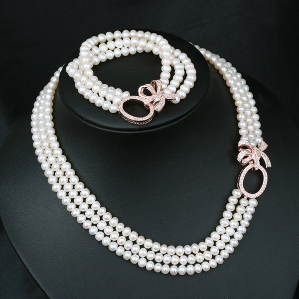 3rows freshwater pearl near round 8-9mm necklace bracelet wholesale beads 18-20inch nature unique clasp, Silver
3rows freshwater pearl near round 8-9mm necklace bracelet wholesale beads 18-20inch nature unique clasp, Silver