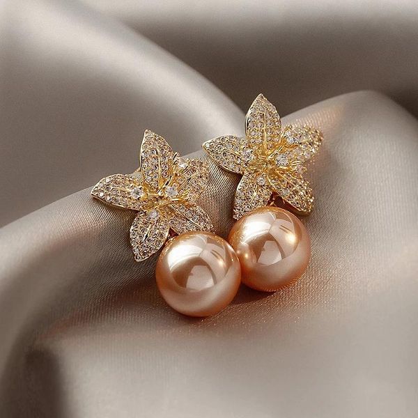 champagne flower pearl dangle earrings personality elegant korean brincos simple jewelry, Silver
champagne flower pearl dangle earrings personality elegant korean brincos simple jewelry, Silver