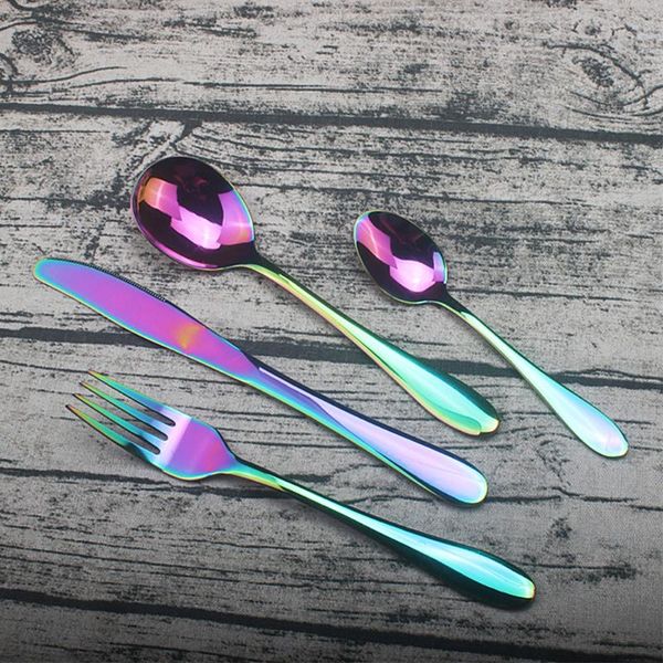 dinnerware sets multicolor rainbow spoon cutlery set high-end black fork knife stainless steel household tableware simple
dinnerware sets multicolor rainbow spoon cutlery set high-end black fork knife stainless steel household tableware simple