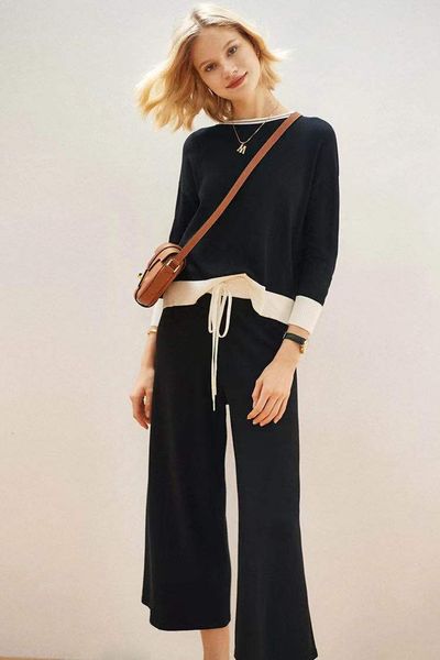 women's suits & blazers women set pullover pant three quarter sleeve o-neck knitted mid-calf length high street chic stunning fash, White;black
women's suits & blazers women set pullover pant three quarter sleeve o-neck knitted mid-calf length high street chic stunning fash, White;black