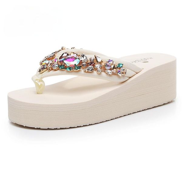 slippers summer women's shoes high-heeled chain rhinestones flip-flops slope-deeled platform ladies non-slip funny beach sandals, Black
slippers summer women's shoes high-heeled chain rhinestones flip-flops slope-deeled platform ladies non-slip funny beach sandals, Black