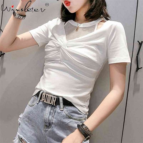 slim cotton women solid cut out t-shirt summer casual short sleeve mesh t shirts female camisetas verano mujer t03915b 210421, Black;gray
slim cotton women solid cut out t-shirt summer casual short sleeve mesh t shirts female camisetas verano mujer t03915b 210421, Black;gray