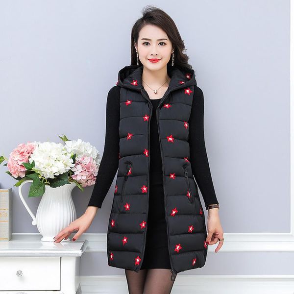 women's vests women embroidery long vest coat hooded casual plus size 5xl lady sleeveless jacket zipper pockets black waistcoat female, Black;white
women's vests women embroidery long vest coat hooded casual plus size 5xl lady sleeveless jacket zipper pockets black waistcoat female, Black;white