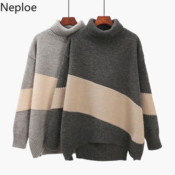 neploe korean contrast color pullover sweater long sleeve turtleneck thicken knitted 2021 winter causal pull jumpers 4d131 women's swe, White;black
neploe korean contrast color pullover sweater long sleeve turtleneck thicken knitted 2021 winter causal pull jumpers 4d131 women's swe, White;black