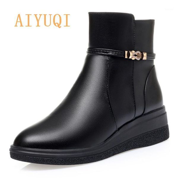 boots aiyuqi ladies snow winter genuine leather casual wedges with wool warm mother shoes short1, Black
boots aiyuqi ladies snow winter genuine leather casual wedges with wool warm mother shoes short1, Black