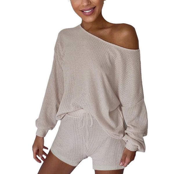 women's tracksuits womens casual knitted homewear outfits elegant solid color off shoulder long sleeve shirts + drawstring elastic sho, Gray
women's tracksuits womens casual knitted homewear outfits elegant solid color off shoulder long sleeve shirts + drawstring elastic sho, Gray
