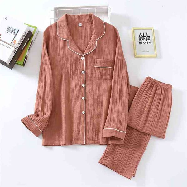 100% cotton couple pajama set double layer crepe pijamas women and men long sleeve pants sleepwear soft breathable nightwear 210924, Black;red
100% cotton couple pajama set double layer crepe pijamas women and men long sleeve pants sleepwear soft breathable nightwear 210924, Black;red