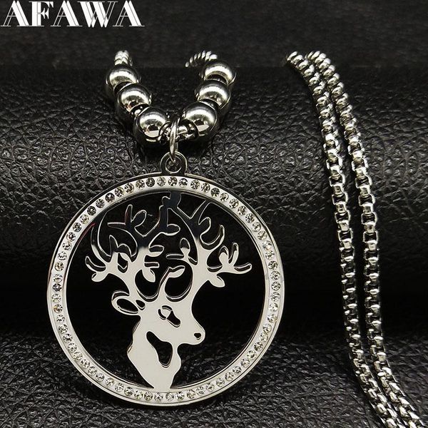 fashion deer crystal stainless steel choker necklace women silver color bead necklaces jewelry sautoir femme long k77498b pendant
fashion deer crystal stainless steel choker necklace women silver color bead necklaces jewelry sautoir femme long k77498b pendant
