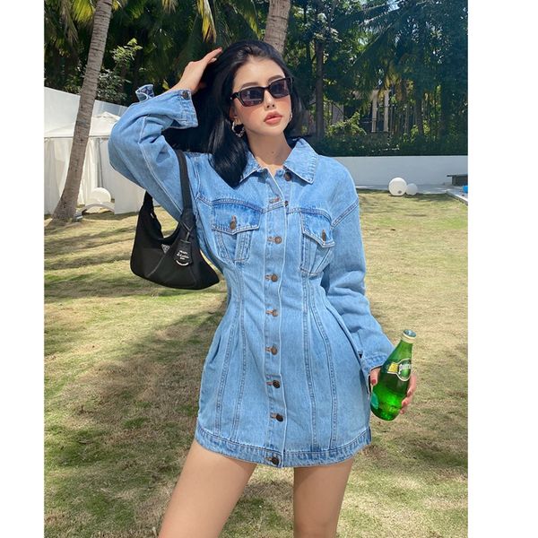 women's knits & tees spring summer turn down collar women denim dress retro long sleeve slim high waist mini single breasted casua, White
women's knits & tees spring summer turn down collar women denim dress retro long sleeve slim high waist mini single breasted casua, White