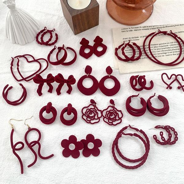 stud the wine red flocking earrings autumn/winter style restoring ancient ways geometry female jewelry, gift accessories, Golden;silver
stud the wine red flocking earrings autumn/winter style restoring ancient ways geometry female jewelry, gift accessories, Golden;silver