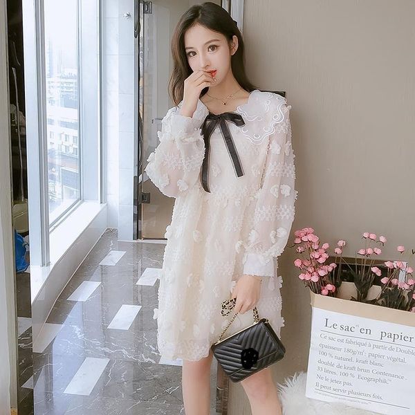 spring short white loose dress female doll collar three-dimensional flower fairy dresses casual, Black;gray
spring short white loose dress female doll collar three-dimensional flower fairy dresses casual, Black;gray