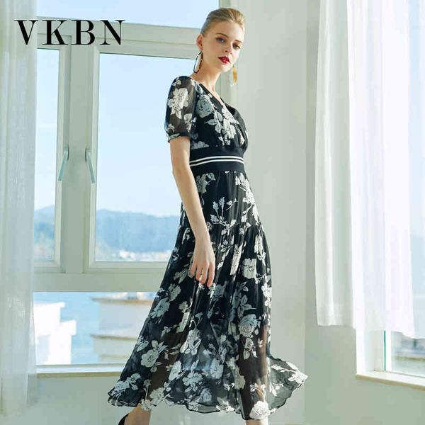 vkbn summer dress women silk mid-calf v-neck fashion printing elastic waist was thin dresses long women fashion 210507, Black;gray
vkbn summer dress women silk mid-calf v-neck fashion printing elastic waist was thin dresses long women fashion 210507, Black;gray