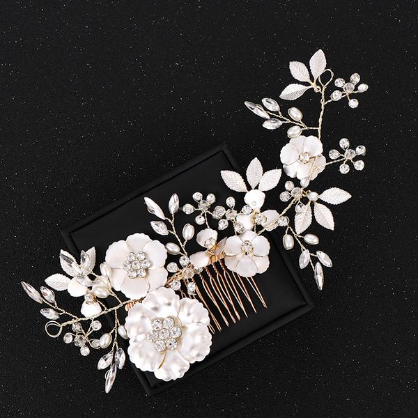 vintage wedding gold hair accessories elegant crystal rhinestone wedding bride hair comb white flower leaves women hair jewelrydio chan cont, White;golden
vintage wedding gold hair accessories elegant crystal rhinestone wedding bride hair comb white flower leaves women hair jewelrydio chan cont, White;golden