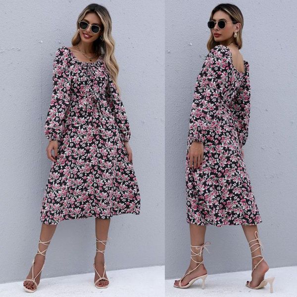 casual dresses black vintage women square collar long sleeve autumn dress slim shirring elegant lady floral print midi robe 2021, Black;gray
casual dresses black vintage women square collar long sleeve autumn dress slim shirring elegant lady floral print midi robe 2021, Black;gray