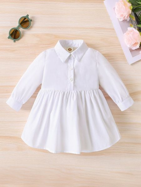 baby half button shirt dress she, Red;yellow