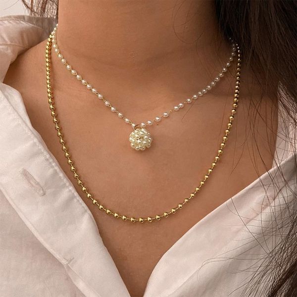 chains 2021 temperament fashion all-match pearl ball necklace creative retro simple double layer ladies clavicle chain, Silver
chains 2021 temperament fashion all-match pearl ball necklace creative retro simple double layer ladies clavicle chain, Silver