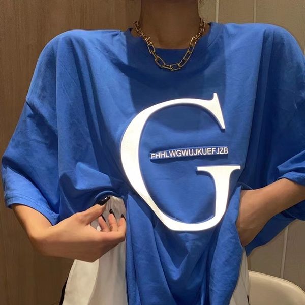 summer new loose fitting g-shaped high street fashion design print large round neck short sleeve women's t-shirt, White;black
summer new loose fitting g-shaped high street fashion design print large round neck short sleeve women's t-shirt, White;black