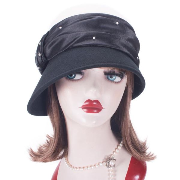 berets womens pearls beaded vintage style asymmetrical brim cloche wool felt hat millinery t487, Blue;gray
berets womens pearls beaded vintage style asymmetrical brim cloche wool felt hat millinery t487, Blue;gray