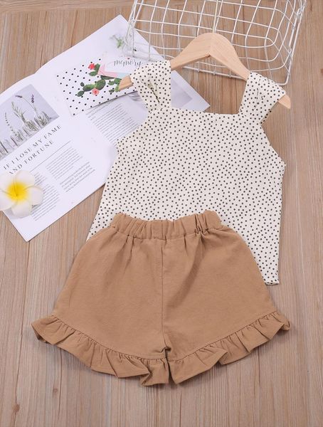 summer girl clothes suit set 2pcs dot printed sling vest shorts kids clothing children outfits, White
summer girl clothes suit set 2pcs dot printed sling vest shorts kids clothing children outfits, White