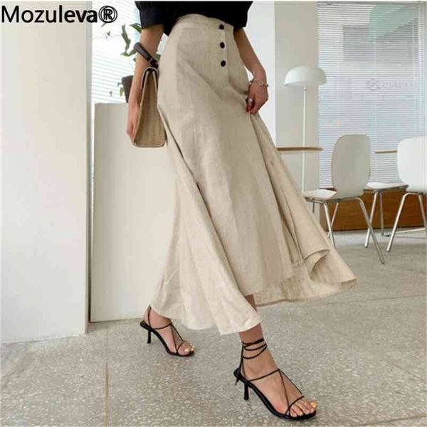 women's vintage elastic waist buttons irregular summer female casual cotton and linen split long skirts 210416, Black
women's vintage elastic waist buttons irregular summer female casual cotton and linen split long skirts 210416, Black