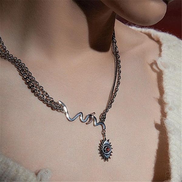 chains hip hop dance zhang yixing same eye pendant necklace niche 2021 fashion double layer male and female stainless steel serpentine, Silver
chains hip hop dance zhang yixing same eye pendant necklace niche 2021 fashion double layer male and female stainless steel serpentine, Silver