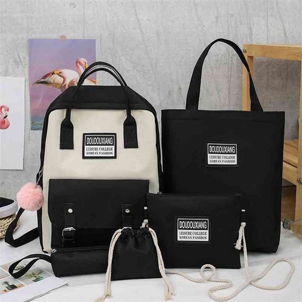 5 pcs sets canvas school bags for teenage girls women trend female backpack nylon women backpack child student shoulder bag 210809
5 pcs sets canvas school bags for teenage girls women trend female backpack nylon women backpack child student shoulder bag 210809