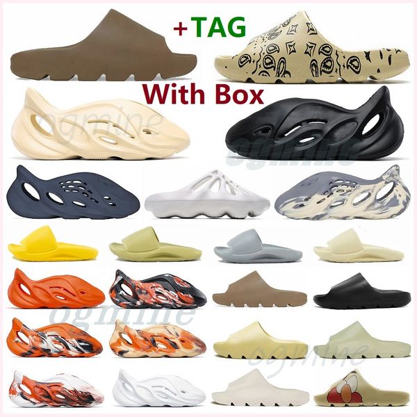 with box slippers kanye sandals shoes triple black white slides sock bone resin desert sand earth brown men womens west slipper sneakers #20
with box slippers kanye sandals shoes triple black white slides sock bone resin desert sand earth brown men womens west slipper sneakers #20