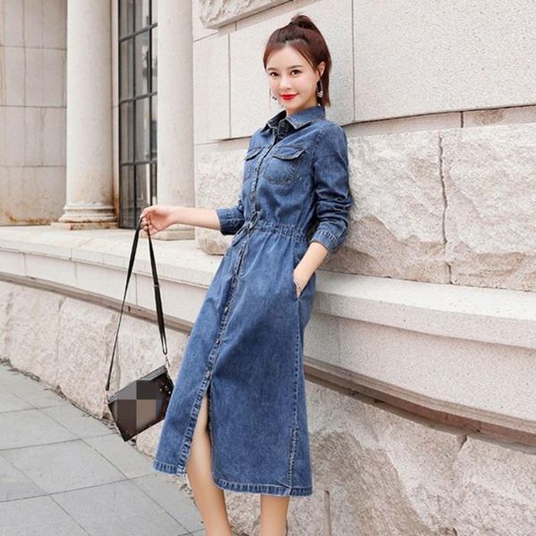 casual dresses 2021 denim midi dress female spring autumn long sleeve jean shirts vintage high waist office lady a-line s-2xl, Black;gray
casual dresses 2021 denim midi dress female spring autumn long sleeve jean shirts vintage high waist office lady a-line s-2xl, Black;gray