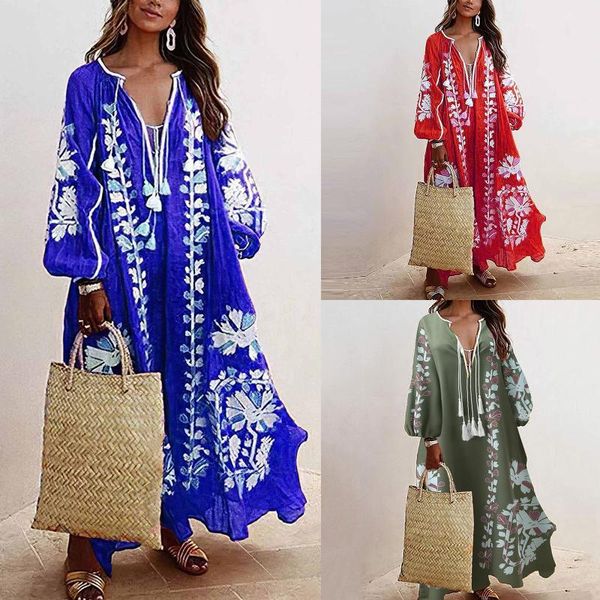 casual dresses spring elegant floral print tassel long party dress vintage lantern sleeve ladies boho v neck loose, Black;gray
casual dresses spring elegant floral print tassel long party dress vintage lantern sleeve ladies boho v neck loose, Black;gray