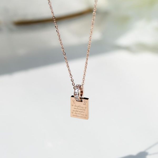 pendant necklaces yun ruo 2021 rose gold color fashion square letters crystal cz necklace titanium steel jewelry woman gift never fade, Silver
pendant necklaces yun ruo 2021 rose gold color fashion square letters crystal cz necklace titanium steel jewelry woman gift never fade, Silver