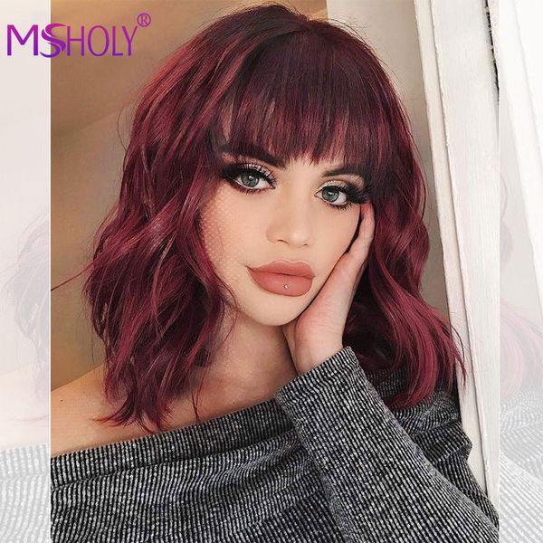 curly bob wig with bangs synthetic red burgundy pink blonde purple wig cosplay short bob natural wavy hair wigs for women msholy, Black
curly bob wig with bangs synthetic red burgundy pink blonde purple wig cosplay short bob natural wavy hair wigs for women msholy, Black