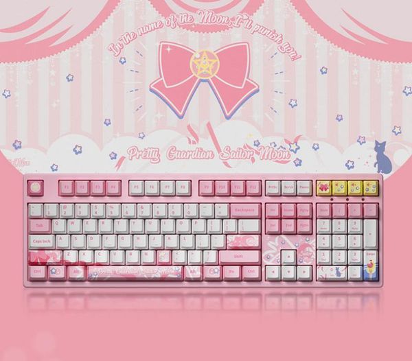 japan style sailor moon gaming keyboard 108 keys pink wired game mechanical gift for girl keyboards
japan style sailor moon gaming keyboard 108 keys pink wired game mechanical gift for girl keyboards