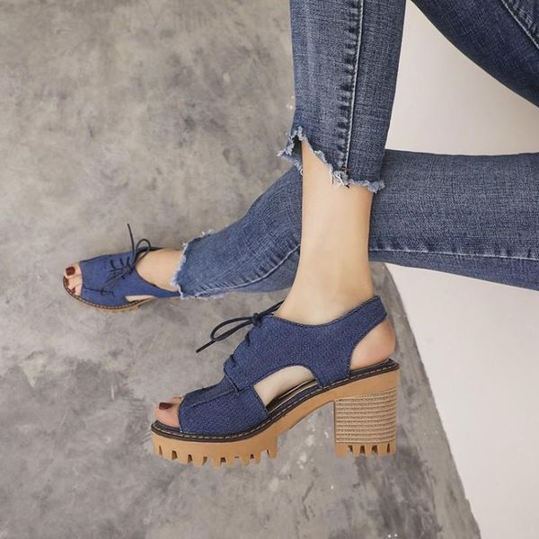 dress shoes women summer high heels sandals pumps woman peep toe denim jean gladiator lace up sandalias mujer sapato feminino d942, Black
dress shoes women summer high heels sandals pumps woman peep toe denim jean gladiator lace up sandalias mujer sapato feminino d942, Black