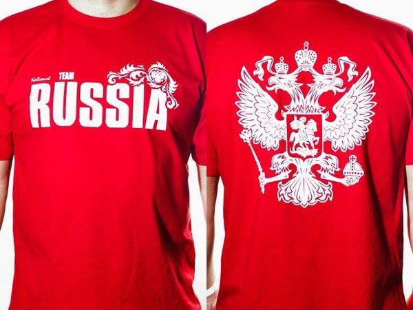 men's t-shirts t-shirt "russia" with white inscription of "national team" two-headed eagle rus., White;black
men's t-shirts t-shirt "russia" with white inscription of "national team" two-headed eagle rus., White;black