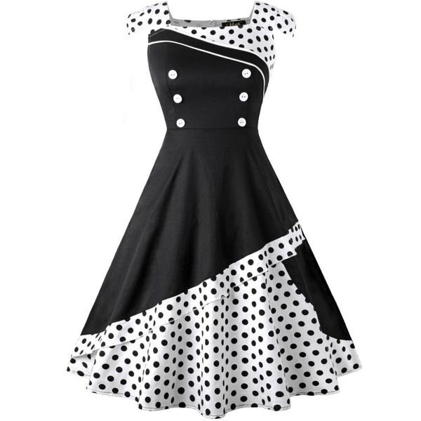 casual dresses plus size s-4xl women vintage dress rockabilly feminino robe vestidos hepburn 50s 60s polka dot a-line party 2021, Black;gray
casual dresses plus size s-4xl women vintage dress rockabilly feminino robe vestidos hepburn 50s 60s polka dot a-line party 2021, Black;gray
