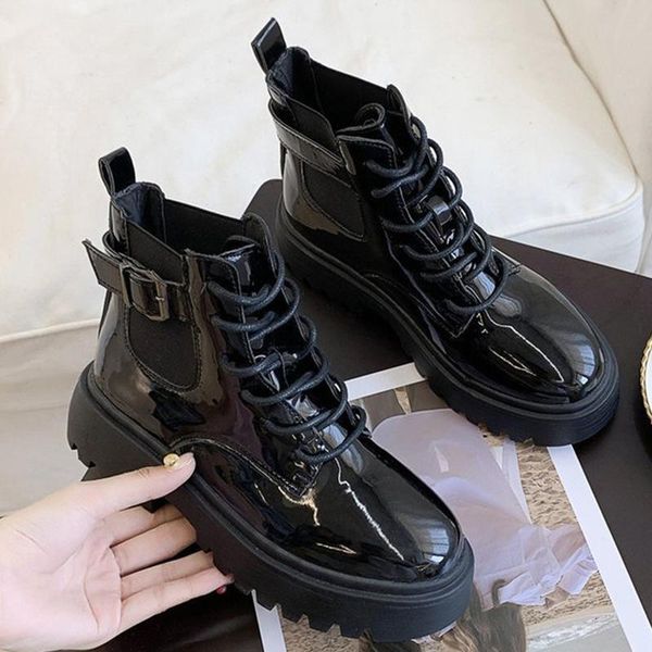 boots rimocy fashion patent leather women's autumn elastic buckle thick heels shoes woman lace up waterproof ankle ladies, Black
boots rimocy fashion patent leather women's autumn elastic buckle thick heels shoes woman lace up waterproof ankle ladies, Black