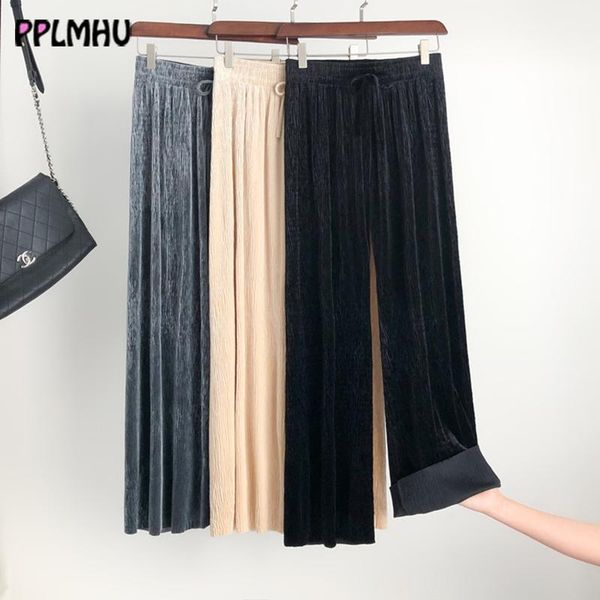 women's pants & capris spring autumn solid color velvet pleated wide leg korean elastic waist loose sweatpants fashion trousers streetw, Black;white
women's pants & capris spring autumn solid color velvet pleated wide leg korean elastic waist loose sweatpants fashion trousers streetw, Black;white