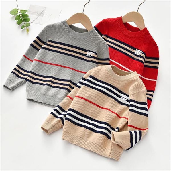 autumn and winter striped childrens sweater 4 9 years old knitted boys, Blue