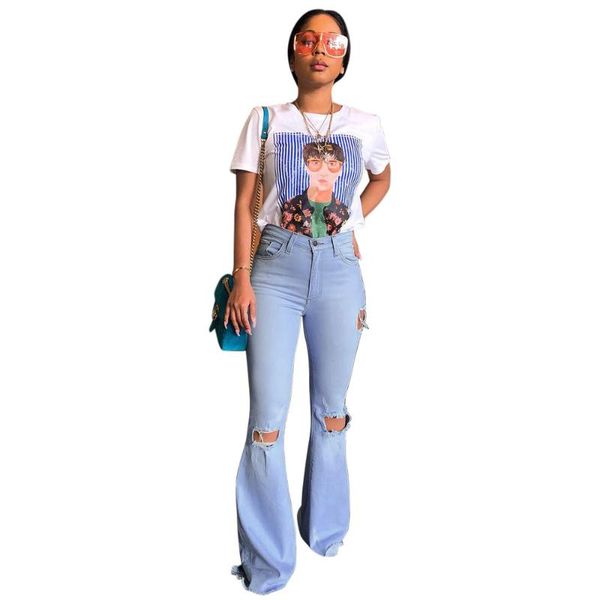 women's pants & capris women shredded jeans for streetwear fashion cotton high elastic slim light blue bell bottom pant, Black;white
women's pants & capris women shredded jeans for streetwear fashion cotton high elastic slim light blue bell bottom pant, Black;white