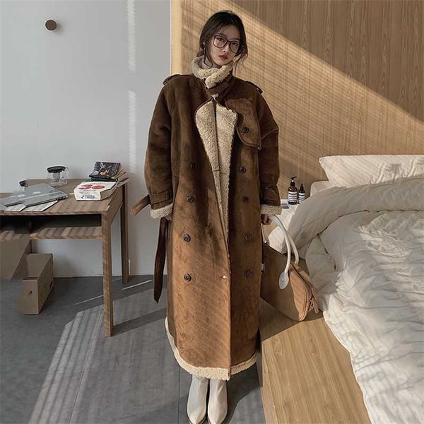 women winter lambwool shirling furry parkas fur collar jacket warm thick outerwear faux lamb leather mid-length coat 211218, Black
women winter lambwool shirling furry parkas fur collar jacket warm thick outerwear faux lamb leather mid-length coat 211218, Black