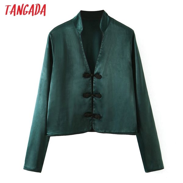 women retro green satin crop chinese style long sleeve chic female shirt sl332 210416, White
women retro green satin crop chinese style long sleeve chic female shirt sl332 210416, White