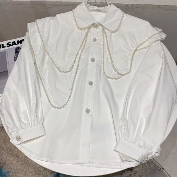 women outer doll lapel color single breasted shirt long sleeve loose fit fashion spring summer 11b656 210525, White
women outer doll lapel color single breasted shirt long sleeve loose fit fashion spring summer 11b656 210525, White