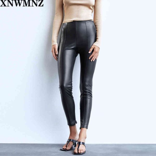 xnwmnz za women black faux leather leggings female chic mid-waist side zip seam detail invisible 210513, Black;white
xnwmnz za women black faux leather leggings female chic mid-waist side zip seam detail invisible 210513, Black;white