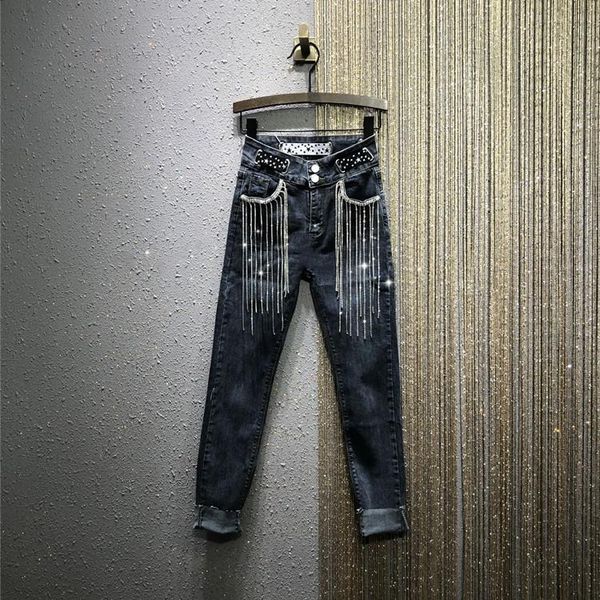 women's jeans rhinestone tassel personality 2021 spring high-waist slim stretch ripped pencil pants denim jean femme, Blue
women's jeans rhinestone tassel personality 2021 spring high-waist slim stretch ripped pencil pants denim jean femme, Blue
